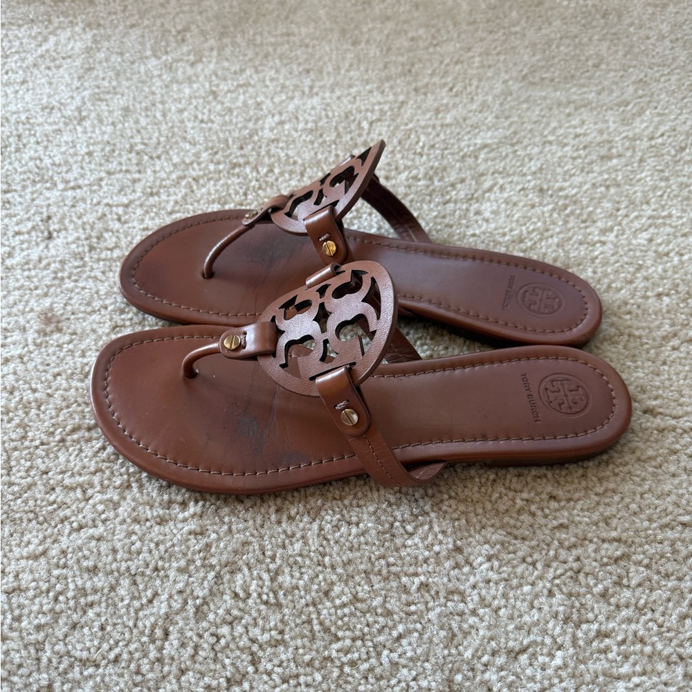 Tory Burch Tan Miller Leather Sandals